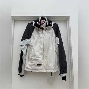 Vintage Oakley Women’s Snowboard Ski Jacket White Black Colorblock Hooded Size M